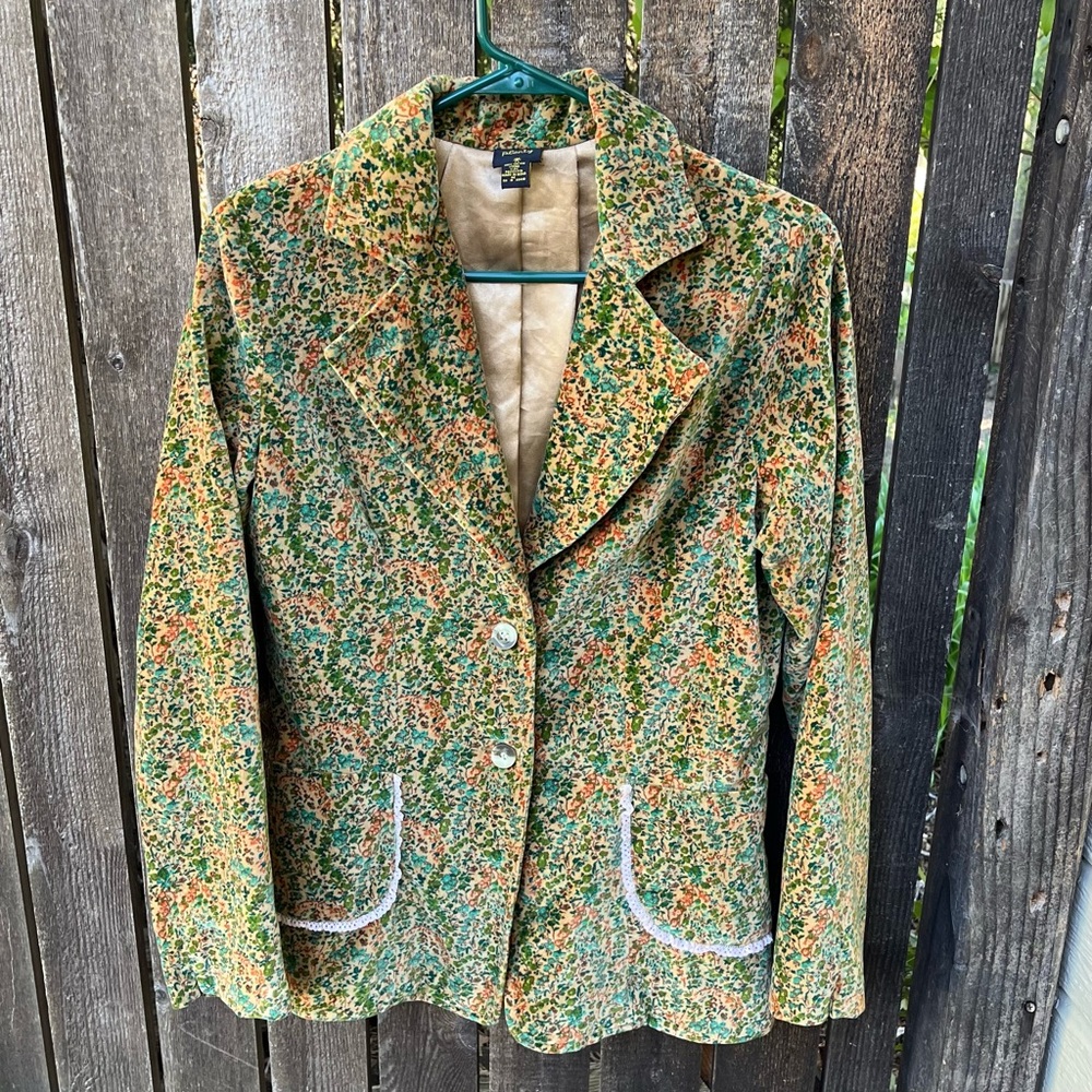 Plenty By Tracy Reese Floral Velvet 2 Button Blazer Sz M
